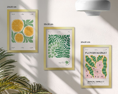 Bilderwand Poster mit Obst- und Pflanzenmotiven in Pastellfarben