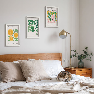 Bilderwand Poster mit Obst- und Pflanzenmotiven in Pastellfarben