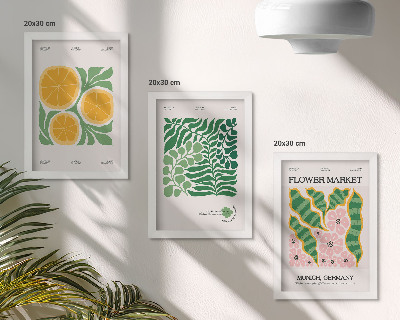 Bilderwand Poster mit Obst- und Pflanzenmotiven in Pastellfarben