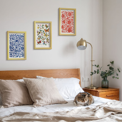 Bilderwand Vintage-Poster mit Blumen, Schmetterlingen und Ornamenten
