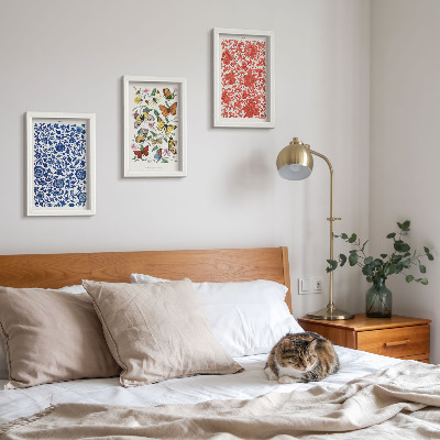 Bilderwand Vintage-Poster mit Blumen, Schmetterlingen und Ornamenten