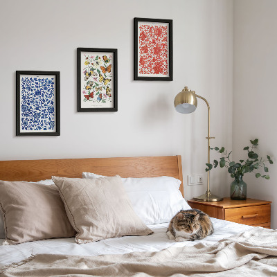 Bilderwand Vintage-Poster mit Blumen, Schmetterlingen und Ornamenten