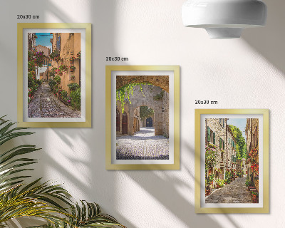 Bilderset mit rahmen Italienische Straßen mit Blumen und Landschaftsarchitektur