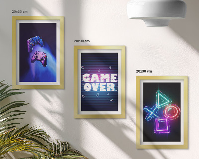 Bilderset mit rahmen Gamepads mit Game-Over-Symbolen