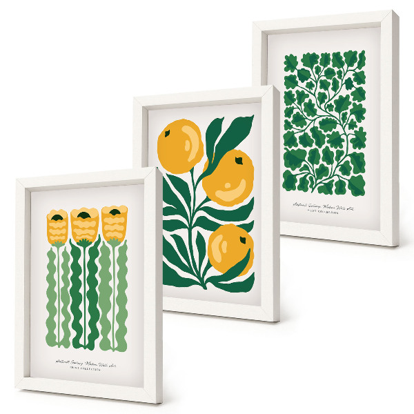 Bilderwand Poster mit Pflanzenmotiven, Blumen und Blättern