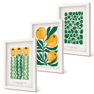 Bilderwand Poster mit Pflanzenmotiven, Blumen und Blättern