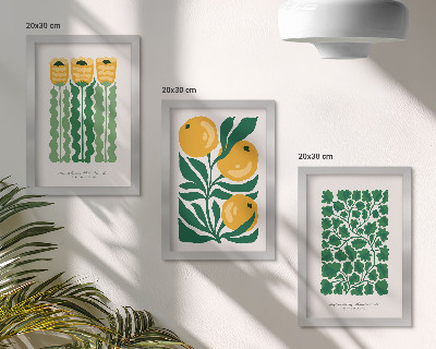 Bilderwand Poster mit Pflanzenmotiven, Blumen und Blättern