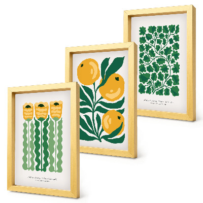Bilderwand Poster mit Pflanzenmotiven, Blumen und Blättern
