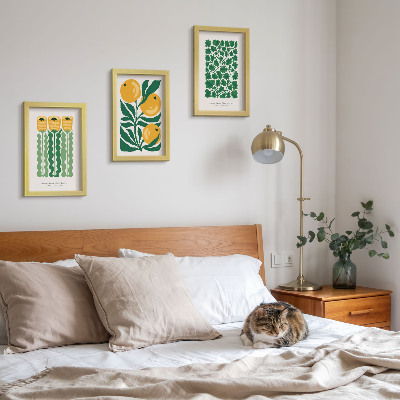 Bilderwand Poster mit Pflanzenmotiven, Blumen und Blättern