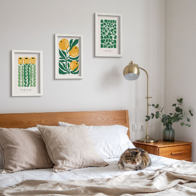 Bilderwand Poster mit Pflanzenmotiven, Blumen und Blättern