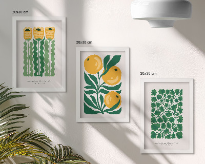Bilderwand Poster mit Pflanzenmotiven, Blumen und Blättern