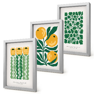 Bilderwand Poster mit Pflanzenmotiven, Blumen und Blättern