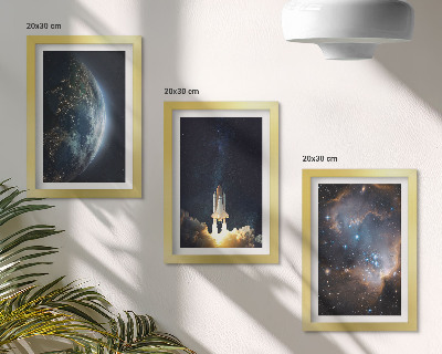 Bilderset mit rahmen Weltraum Erde Rakete Galaxie Himmel Sterne