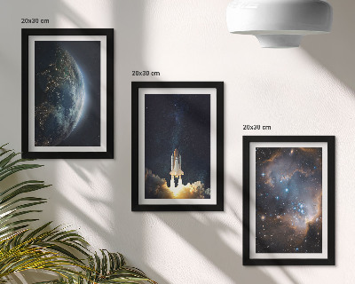 Bilderset mit rahmen Weltraum Erde Rakete Galaxie Himmel Sterne