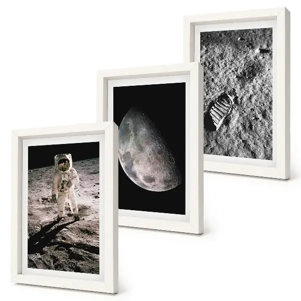 Bilderwand Foto eines Astronauten auf dem Mond mit Fußabdruck