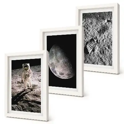 Bilderwand Foto eines Astronauten auf dem Mond mit Fußabdruck