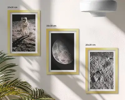 Bilderwand Foto eines Astronauten auf dem Mond mit Fußabdruck