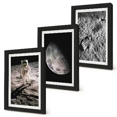 Bilderwand Foto eines Astronauten auf dem Mond mit Fußabdruck