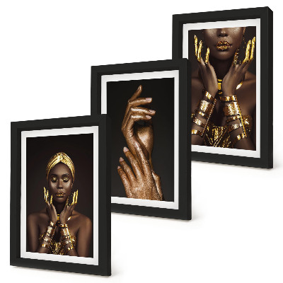 Bilderset mit rahmen Elegante Porträts einer afrikanischen Frau