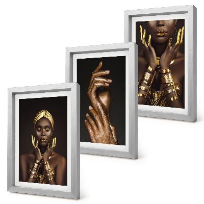 Bilderset mit rahmen Elegante Porträts einer afrikanischen Frau