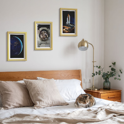 Fotowand Weltraumansichten mit Erde, Astronaut und Rakete