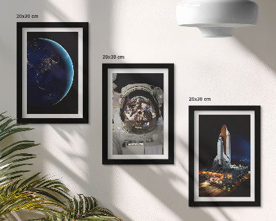 Fotowand Weltraumansichten mit Erde, Astronaut und Rakete