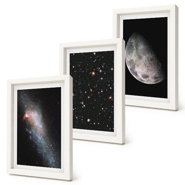 Bilderwand Weltraum, Galaxie, Sterne und Vollmond