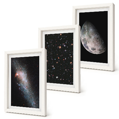 Bilderwand Weltraum, Galaxie, Sterne und Vollmond