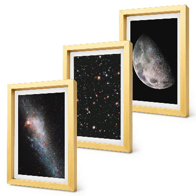 Bilderwand Weltraum, Galaxie, Sterne und Vollmond