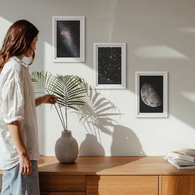 Bilderwand Weltraum, Galaxie, Sterne und Vollmond