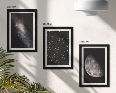 Bilderwand Weltraum, Galaxie, Sterne und Vollmond