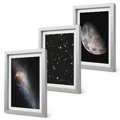 Bilderwand Weltraum, Galaxie, Sterne und Vollmond