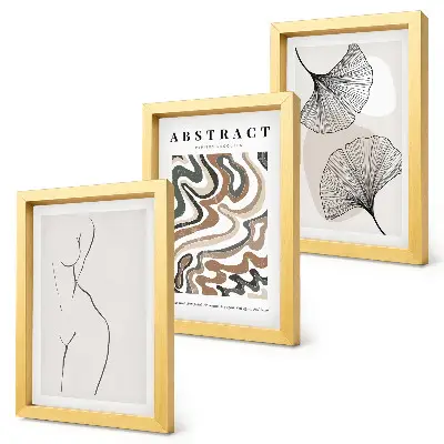 Fotowand mit abstraktem Poster in femininem Boho-Stil mit Blattformen