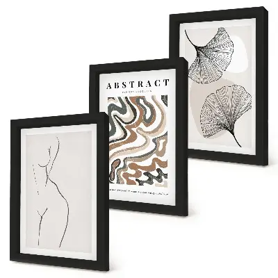 Fotowand mit abstraktem Poster in femininem Boho-Stil mit Blattformen