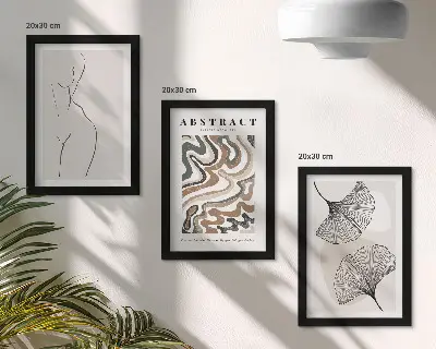 Fotowand mit abstraktem Poster in femininem Boho-Stil mit Blattformen