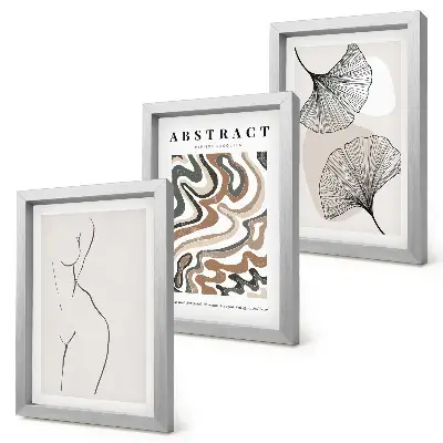 Fotowand mit abstraktem Poster in femininem Boho-Stil mit Blattformen