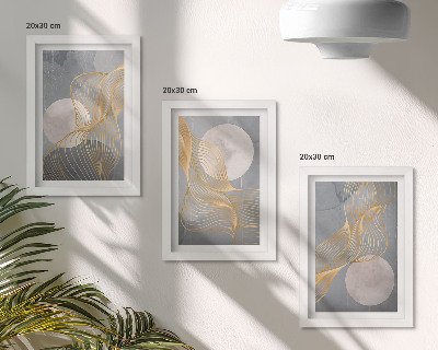 Bilderwand Abstrakte Muster mit Wellen und Kreisen auf grauem Hintergrund
