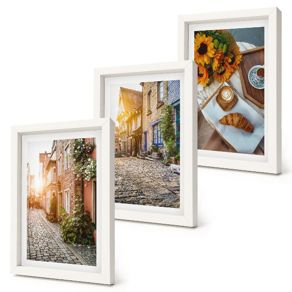 Bilderwand Charmante Straßen mit Kaffee und Sonnenblumen