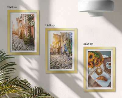 Bilderwand Charmante Straßen mit Kaffee und Sonnenblumen