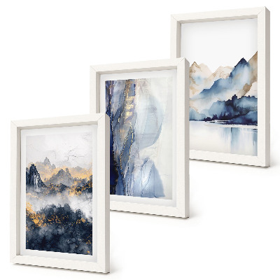 Bilderwand Berglandschaften in Blau- und Grautönen