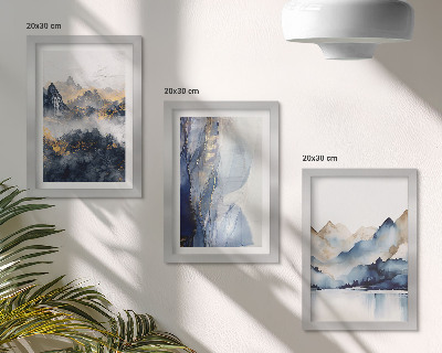 Bilderwand Berglandschaften in Blau- und Grautönen