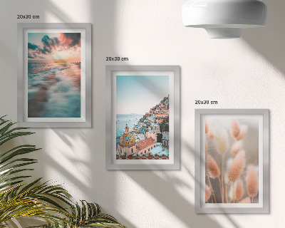 Bilderwand Meerblick, Sonnenuntergang, bunte Häuser, Blumen
