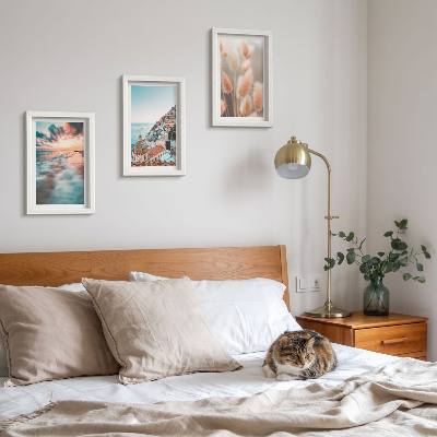 Bilderwand Meerblick, Sonnenuntergang, bunte Häuser, Blumen