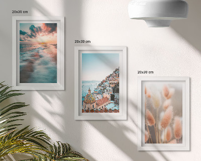 Bilderwand Meerblick, Sonnenuntergang, bunte Häuser, Blumen