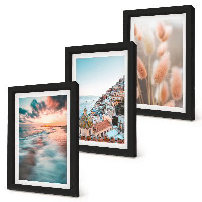 Bilderwand Meerblick, Sonnenuntergang, bunte Häuser, Blumen