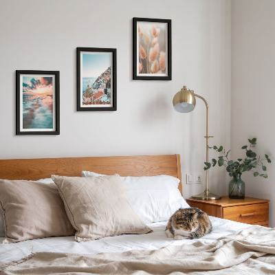 Bilderwand Meerblick, Sonnenuntergang, bunte Häuser, Blumen