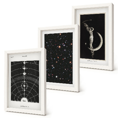 Fotowand Galaxie des Sonnensystems bei Nacht, Figur auf dem Mond