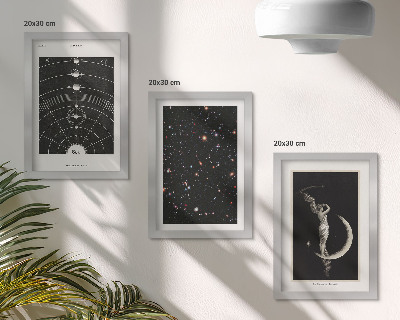 Fotowand Galaxie des Sonnensystems bei Nacht, Figur auf dem Mond
