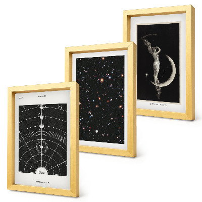 Fotowand Galaxie des Sonnensystems bei Nacht, Figur auf dem Mond