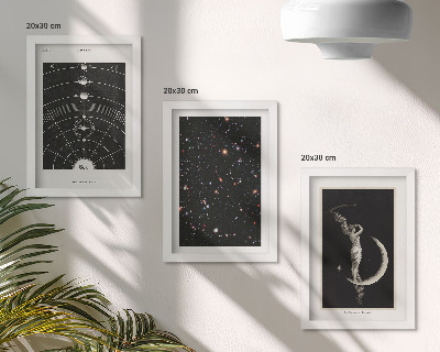 Fotowand Galaxie des Sonnensystems bei Nacht, Figur auf dem Mond
